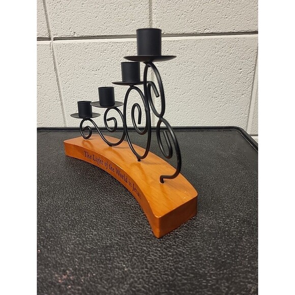 Abbey Press Metal & Wood Tabletop Candelabra Decor Christmas Easter Tapers 10×9 - Picture 3 of 8